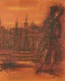 Composition by Jean Carzou, Lithographie en couleurs sur papier, sold Oct 2025
