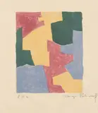 COMPOSITION BLEUE, ROUGE, JAUNE ET VERTE by Serge Poliakoff, 1963, Lithographie en couleurs sur papier, sold Oct 2025