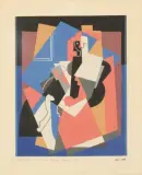 COMPOSITION AVEC FIGURE PLANE by Albert Gleizes, 1920, Lithographie en couleurs sur papier, portant le cachet de la signature en bas à droite, sold Oct 2025