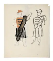 DAVID TRIOMPHANT ETUDE, C. 1936 by Fernand Léger, Mine de plomb et gouache sur papier, double face, sold Oct 2025