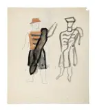 DAVID TRIOMPHANT ETUDE, C. 1936 by Fernand Léger, Mine de plomb et gouache sur papier, double face, sold Oct 2025