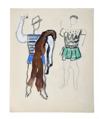 David Triomphant Etude, c. 1936 by Fernand Léger, Mine de plomb et gouache sur papier, double face, sold Jun 2025