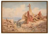 La relève traversant les ruines de Contalmaison, Somme 1917 by Pierre Comba, Aquarelle sur papier cartonné, sold Jul 2026