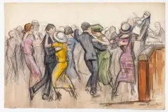 Le bal by Fernand Fernel, Fusain, aquarelle et gouache sur papier, sold Jul 2026