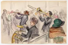 L'orchestre du bal by Fernand Fernel, Fusain et aquarelle sur papier, sold Jul 2026