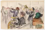 L'orchestre du bal by Fernand Fernel, Fusain et aquarelle sur papier, sold Jul 2026