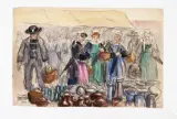Marché en Bretagne by Fernand Fernel, Fusain, aquarelle et gouache sur papier, sold Jul 2026