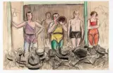 Spectacle populaire, les acrobates by Fernand Fernel, Fusain et aquarelle sur papier, sold Jul 2026
