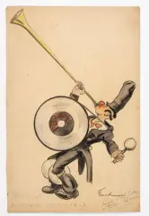 Permavox, le disque incassable. Projet d'affiche by Fernand Fernel, Fusain et aquarelle sur papier, sold Jul 2026