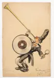 Permavox, le disque incassable. Projet d'affiche by Fernand Fernel, Fusain et aquarelle sur papier, sold Jul 2026