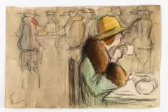 L'heure du thé by Fernand Fernel, Fusain et aquarelle sur papier, sold Jul 2026