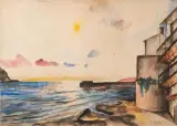 Petit port en bord de mer by Jean du Marboré, 1927, Aquarelle et crayons de couleurs sur papier marouflé sur carton, sold Jul 2026