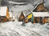 Personnage dans un village enneigé by Maurice de Vlaminck, Gouache sur papier, sold Jun 2026