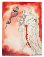 Le Diable noir, 1951. Illustration pour l'Enfer chant 21 pour l'ouvrage de Dante Aliguieri illustré par Salvador Dali, La Divine Comédie, Joseph Foret, Les Heur by Salvador Dalí, 1959, Encre, aquarelle et gouache sur papier, sold Jun 2026