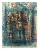 Les troubadours, illustration pour Hamlet by Jean Carzou, 1970, Encre et aquarelle sur papier, sold Jun 2026