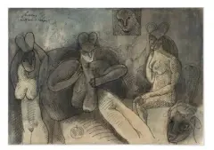 Les prostituées de Tanger by Jose Luis Cuevas, Encre, lavis d'encre et aquarelle sur papier, sold Jun 2026