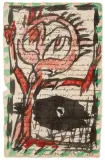 Sans titre by Pierre Alechinsky, 1983, Encre et aquarelle sur manuscrit collé dans les angles sur carton, sold Jun 2026