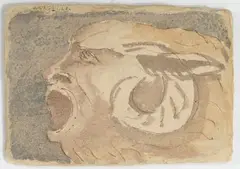 Tête de faune (recto). Étude de couleur (verso) by Émile Antoine Bourdelle, Encre et aquarelle sur papier buvard, sold Jun 2026