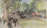 Le canal Saint-Martin by Marko Stupar, Pastel et crayons de couleur sur papier, sold Apr 2026