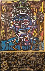 Sans titre, 1989-90 by Robert Combas, Affiche, impression (offset) pour une exposition de l'artiste à la galerie Fein Arts Galle, sold Apr 2026