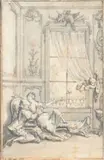 L'amant pressant by Claude Louis Desrais, Plume et encre noire, lavis gris et rehauts de gouache blanche, sold Nov 2024