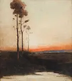 Evening sky by Hans Hansen, Aquarelle, sold Nov 2024