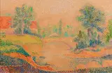 Paysage au pont by Hippolyte Petitjean, Aquarelle et gouache signée «Hipp Petitjean» en bas à droite, sold Nov 2024