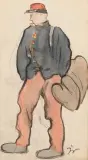 Soldat, circa 1905 by Jacques Villon, Aquarelle et plume, sold Nov 2024