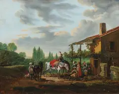 △ La halte des soldats devant l'auberge by Jean Duplessis-Bertaux, Toile, sold Oct 2024