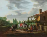 △ La halte des soldats devant l'auberge by Jean Duplessis-Bertaux, Toile, sold Oct 2024