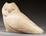 Chouette by André Abbal, Épreuve en terre cuite à patine blanche, sold Sep 2024
