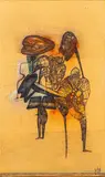 λ Personnages merveilleux by Fred Deux, 1969, Encre et aquarelle sur carton, sold Sep 2024