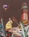 L'histoire parallèle, 33 floréals 983: Découverte de la galaxie Gutemberg par l'astronome Tÿcho Brahé by Anne Ethuin, Technique mixte et collage sur papier, sold Sep 2024