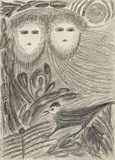 Sans titre, c. 1986 by Madeleine Lommel, Crayon noir sur papier, sold Sep 2024