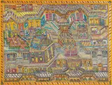 La ville by David Mazin, Gouache et encre sur papier, sold Sep 2024