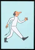 Homme au casque by Jean Jullien, Gouache sur papier, sold Feb 2026