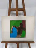 Homme courant by René Leidner, Pastel sur papier et collage plastique peint, sold Feb 2026