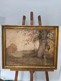 Vaches au pré "Les prairies de la Roussière by Paul Émile Lecomte, Aquarelle signée en bas à gauche, sold Feb 2026