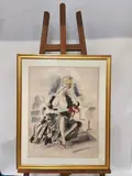 Femme à l'éventail by André Dignimont, Aquarelle signée en bas à gauche, sold Feb 2026