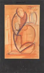 Sans titre (i723) by Gilbert Thevenot, 1947, Aquarelle sur papier marouflé sur panneau, sold Jan 2026