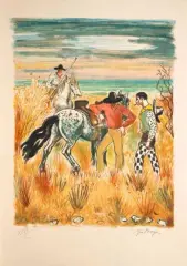 Les gardians by Yves Brayer, Lithographie sur papier nacré du Japon, sold Oct 2026