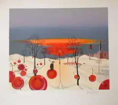 Paysage d'hiver by Xavier Degans, Lithographie en couleurs sur papier Arches, sold Oct 2026
