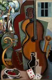 Nature morte au violoncelle et aux cartes by Constantin Petroff, Technique mixte et collage, sold Aug 2026