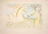 Le cheval s'étant voulu venger du cerf by Salvador Dalí, Gravure à la pointe sèche sur vélin d'Arches rehaussée de couleurs au pochoir, sold Aug 2026