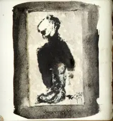Personnage debout de profil by Mohammed Kacimi, Encre et aquarelle sur papier, sold Aug 2026