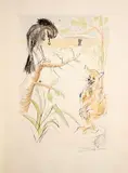 Le corbeau et le renard by Salvador Dalí, Gravure à la pointe sèche sur vélin d'Arches rehaussée de couleurs au pochoir, sold Apr 2026