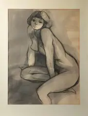Nu pensif by Camille Hilaire, Encre et aquarelle, sold Apr 2026