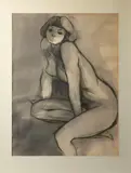 Nu pensif by Camille Hilaire, Encre et aquarelle, sold Apr 2026