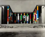Projet pour mise en couleurs du musée d'Art Moderne de Paris by Guy de Rougemont, Gouache sur photo en noir et blanc, sold Apr 2026