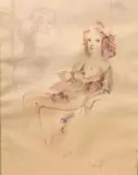 Nu féminin assis by Léonor Fini, Lithographie en couleurs sur papier, sold Apr 2022